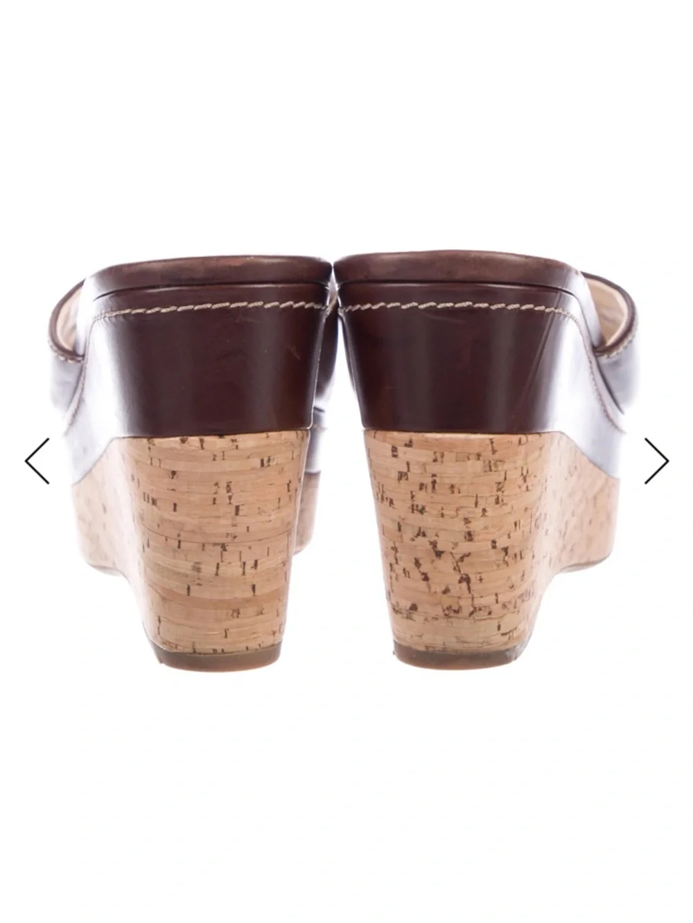 Prada Dark Brown Leather Cork Wedge Slide - Picture 4 of 6